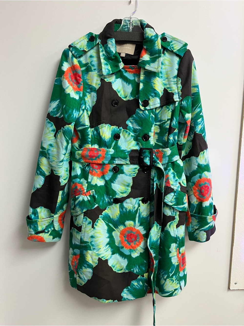 Banana Republic Floral Double-Breasted Trench Coat